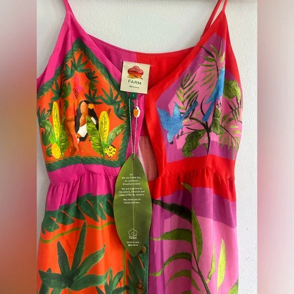 Farm Rio Double Scarf Bahia Girls Midi Dress L - Picture 3 of 5